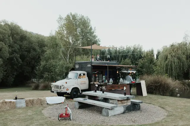 Bar truck set up at an outdoor venue